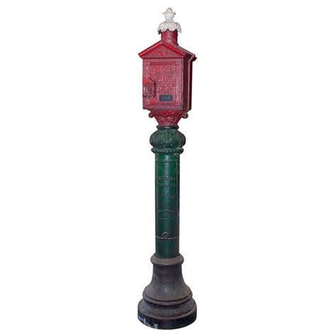 antique metal call box stand|Antique New York City Fire Department Call Box.